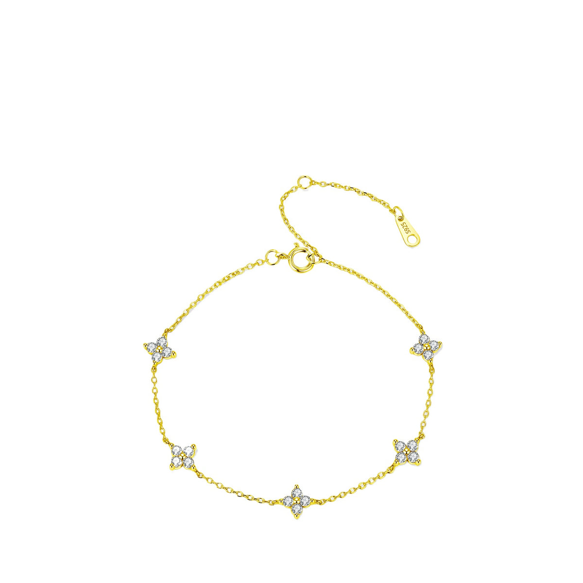 925 Sterling Silver Zircon Clover Bracelet