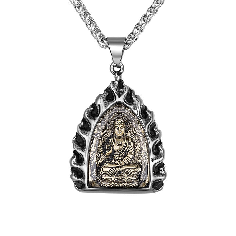 Titanium Steel Necklace – Vintage Buddha Zodiac Charms