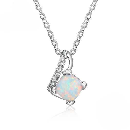Planderful Jewelry Opal Necklace In Sterling Silver For Everyday Wear Korean Style