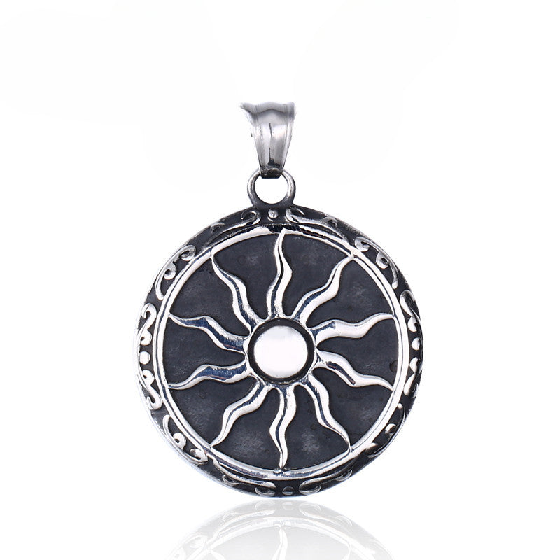 Nordic Viking-Inspired Titanium Steel Flame Pendant for Men - Wholesale Retro Jewelry