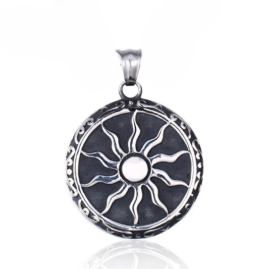 Nordic Viking-Inspired Titanium Steel Flame Pendant for Men - Wholesale Retro Jewelry