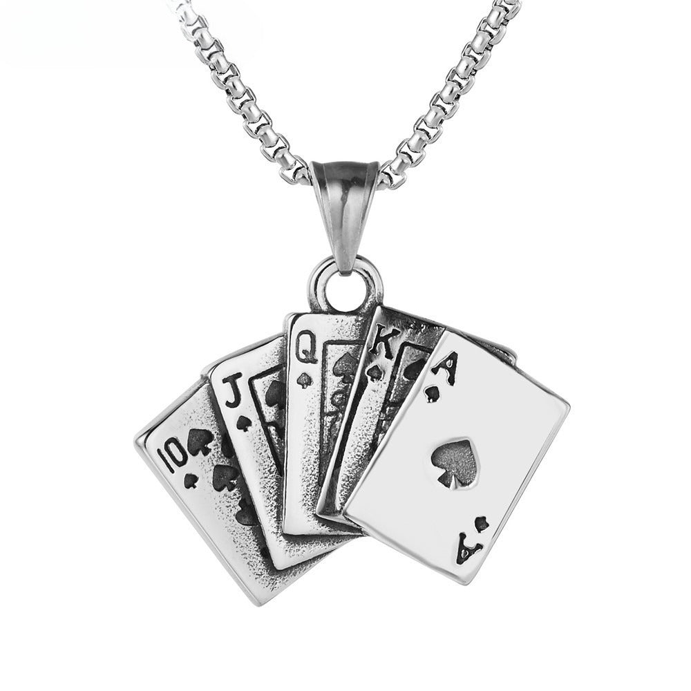 Personalized Retro Playing Card Pendant for Card Lovers Unisex Steel Planderful Everyday Genie