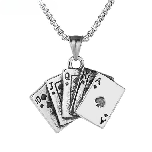 Personalized Retro Playing Card Pendant for Card Lovers Unisex Steel Planderful Everyday Genie