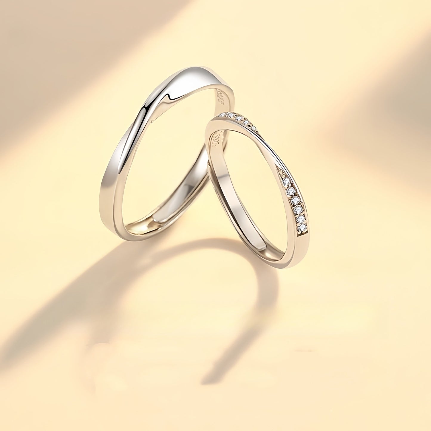 Planderful Sterling Silver Mobius Ring Adjustable Couple Ring for Partners Gift Idea