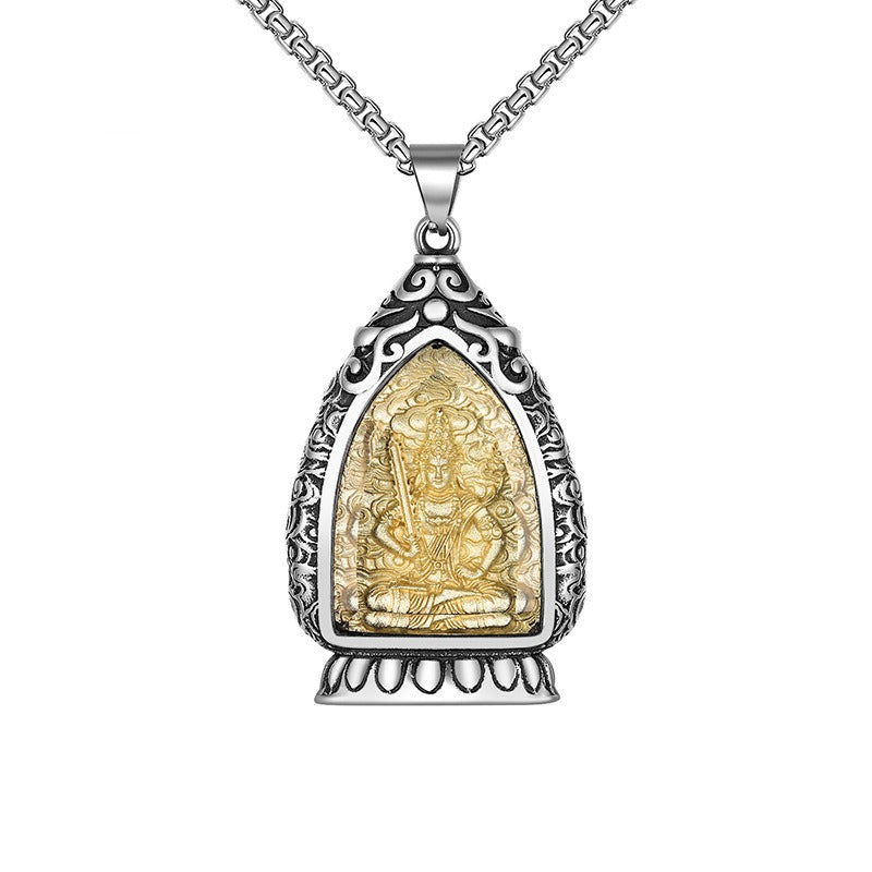 Steel Necklace – Vintage Men’s Natal Amulet With Eight Patron Saints Of The Zodiac