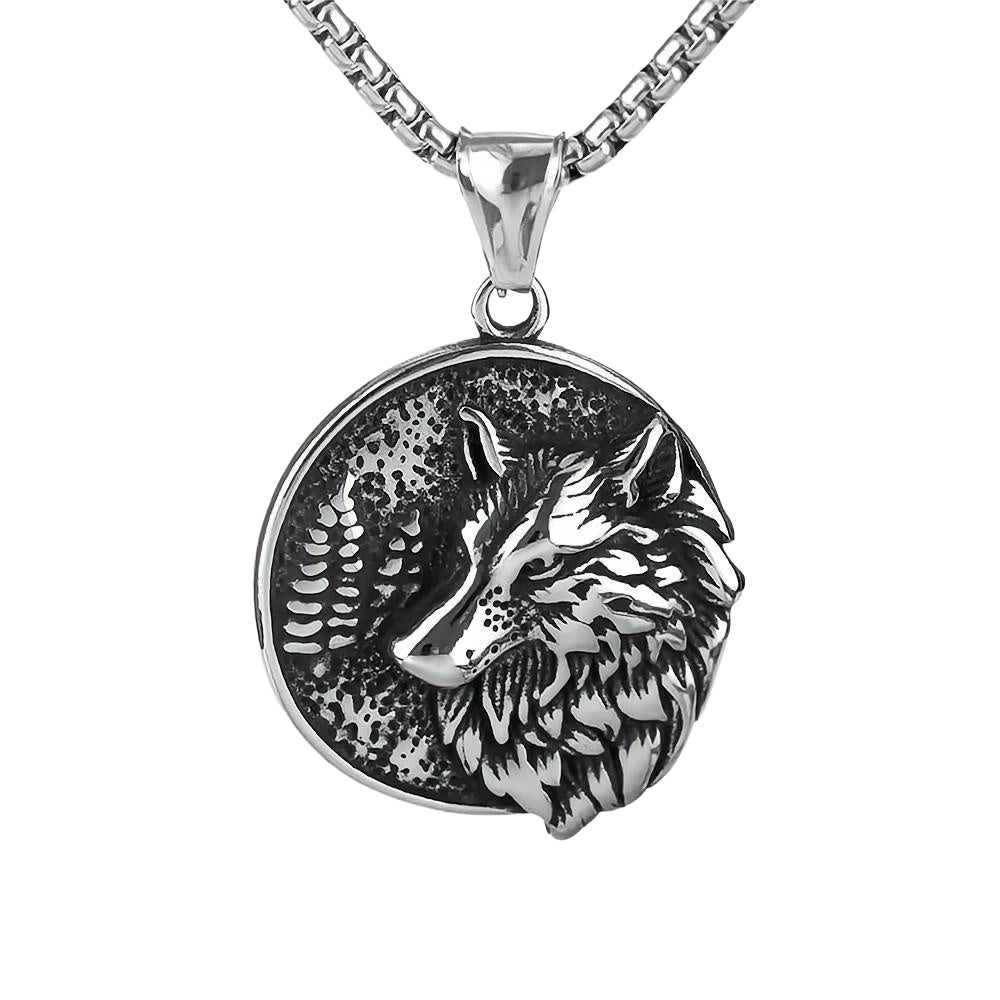 Planderful Titanium Wolf Pendant For Men Customizable Punk Retro Stainless Steel Wolf Necklace