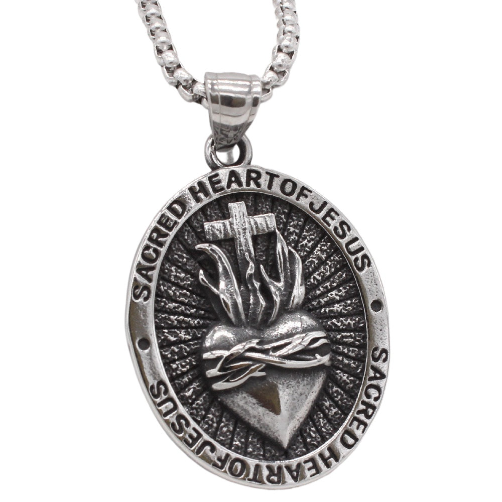 Titanium Steel Heart Cross Pendant Necklace For Men And Women Planderful Genie Unisex Jewelry Protective Statement