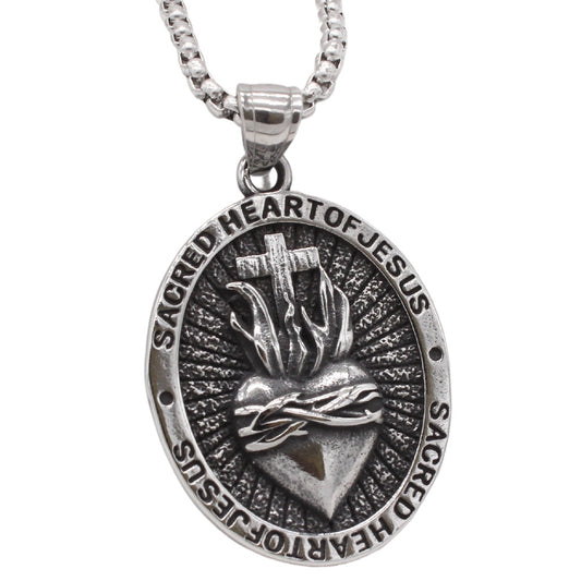 Titanium Steel Heart Cross Pendant Necklace For Men And Women Planderful Genie Unisex Jewelry Protective Statement