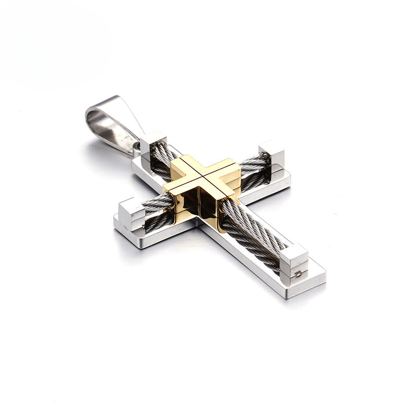 Men's Cross Pendant in Titanium Steel and Stainless Steel Jewelry