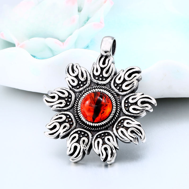 Exaggerated Flame-Shaped Stainless Steel Pendant for Men - Wholesale Retro European and American Jewelry
