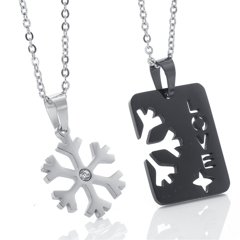 Planderful Stainless Steel Snowflake Cross Pendant Necklace For Unisex Couples Protection Symbol Jewelry