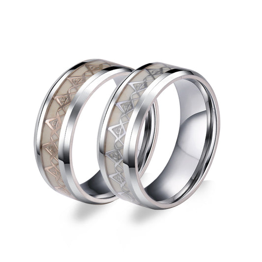 Stainless Steel Masonic Luminous Ring – Church Fluorescent Men's – Stainless Steel