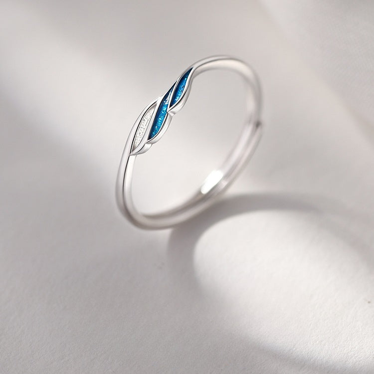925 Sterling Silver Blue Ring Female Light Luxury Open Ring