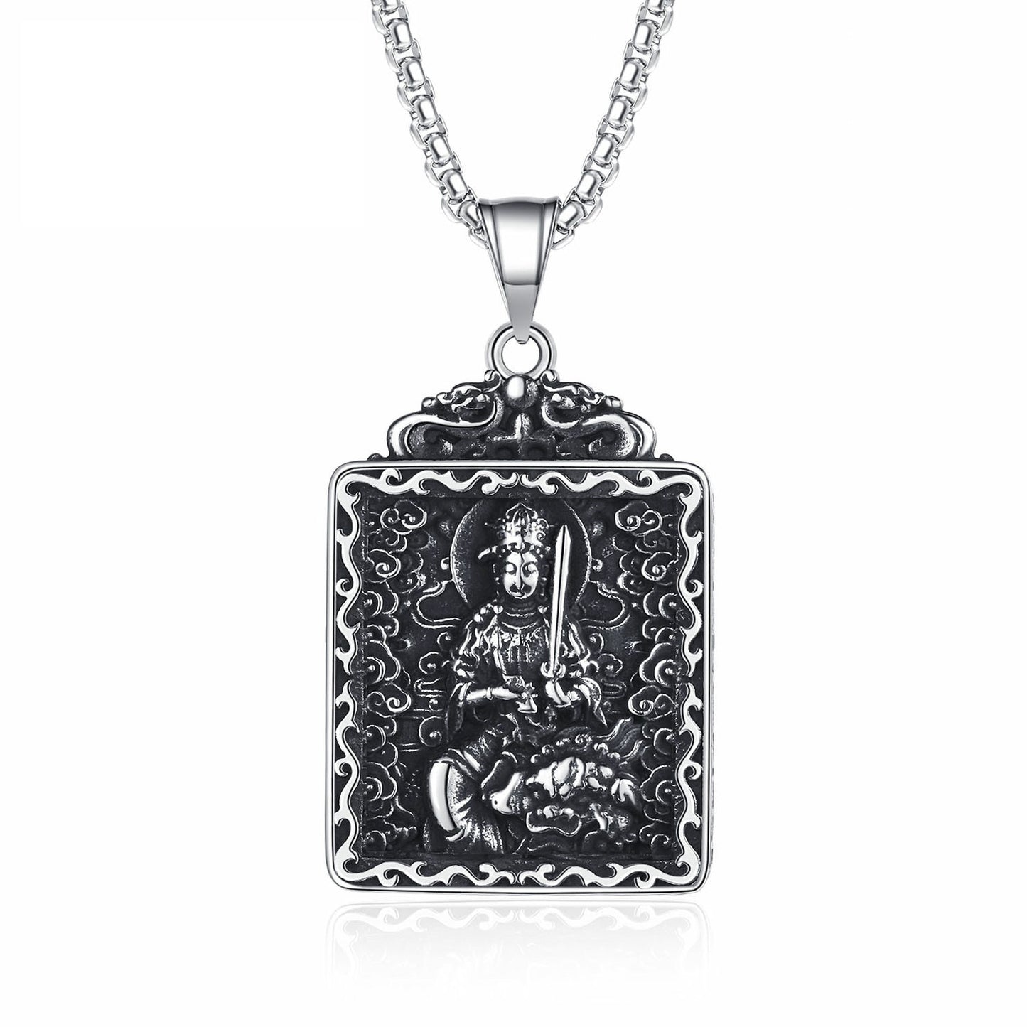 Steel Necklace - Vintage Buddha Zodiac Pendant