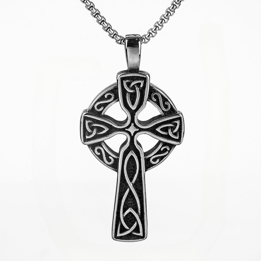 AML Vintage Gothic Men's Stainless Steel Celtic Knot Cross Pendant