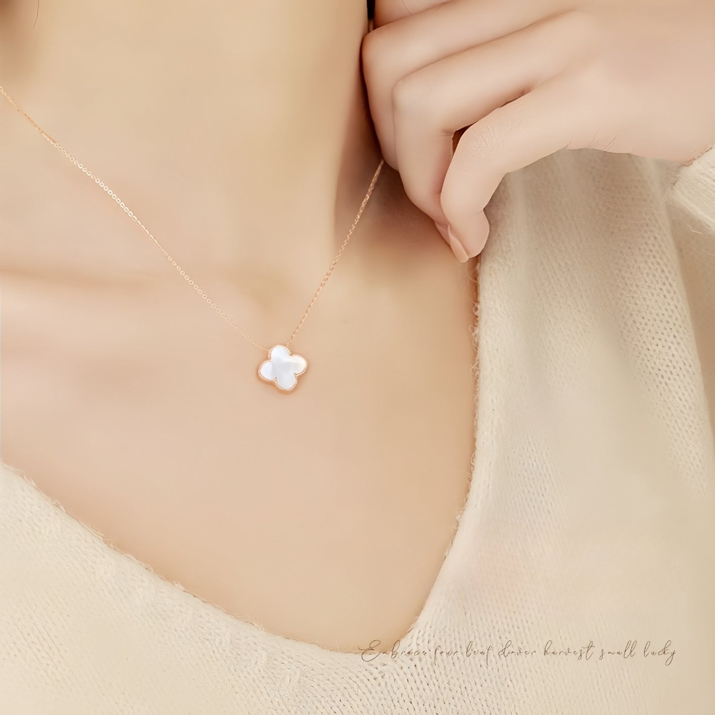 New 925 Sterling Silver Four-Leaf Clover Necklace Women's Summer Jewelry Design