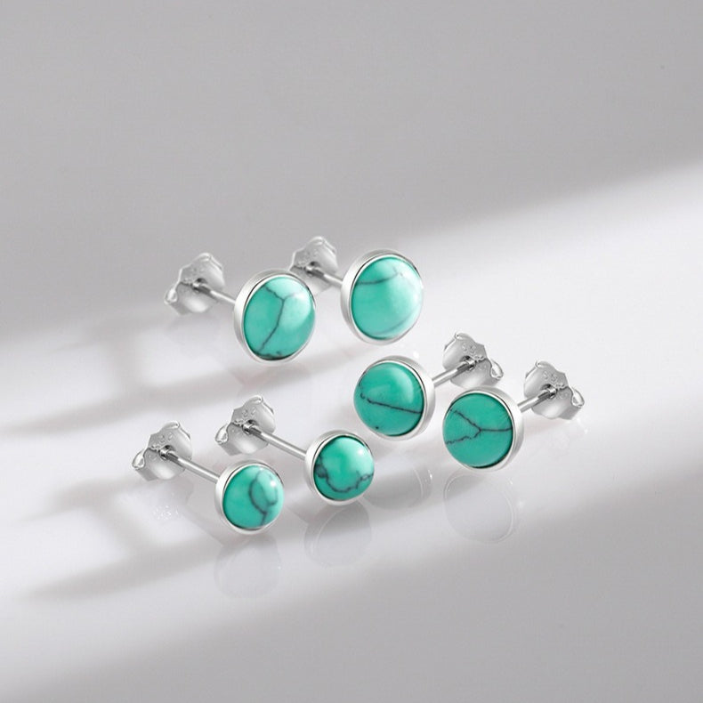 925 Sterling Silver Turquoise Stud Earrings