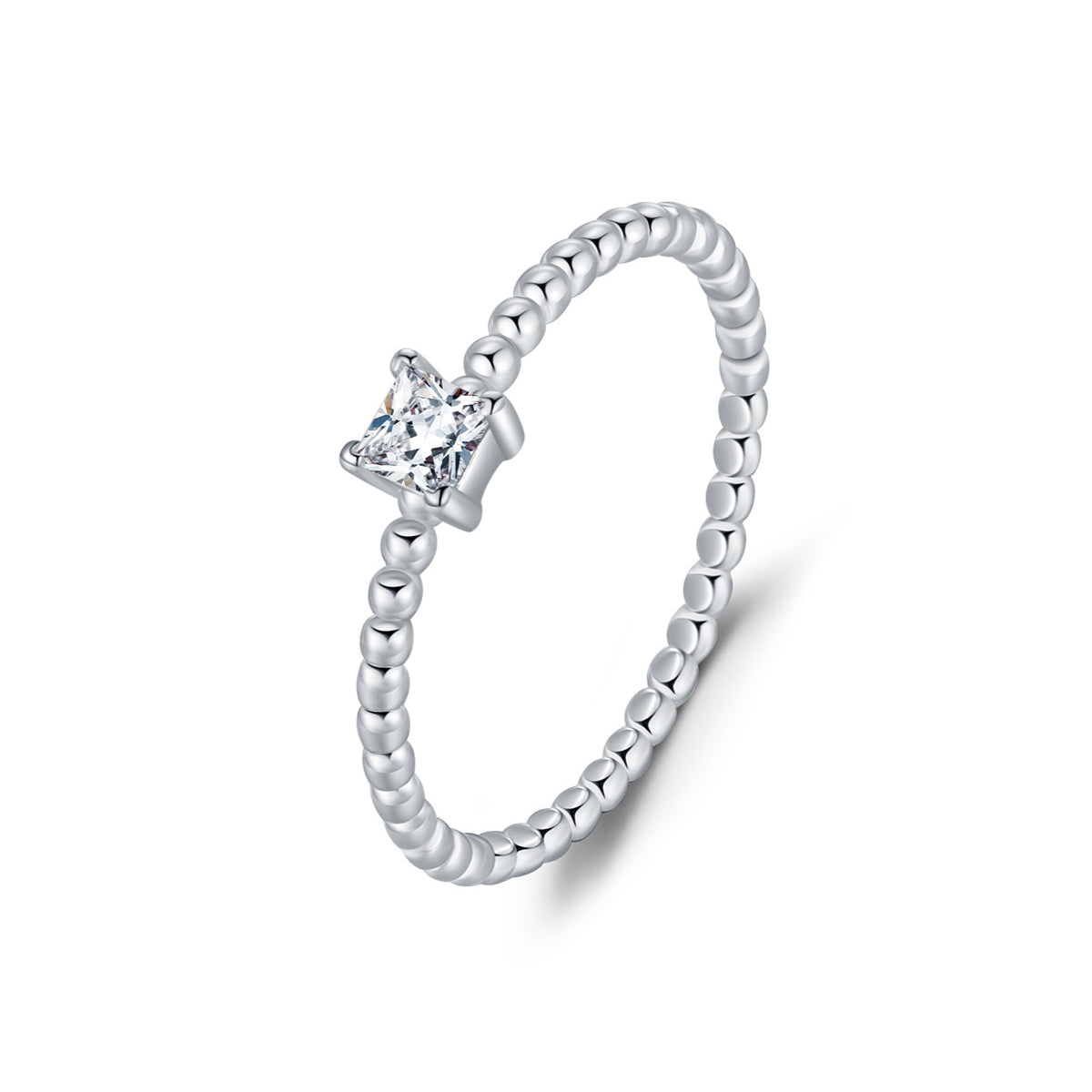 Planderful Moissanite Sparkling Ring – Elegant Geometric Design with Moissanite Beads