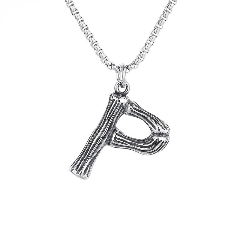 Stainless Steel Necklace – Minimalist 26 Letter Pendant