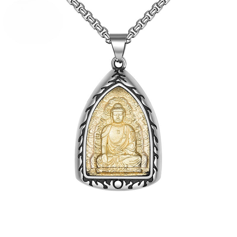 Steel Necklace – Vintage Buddhist Amulet