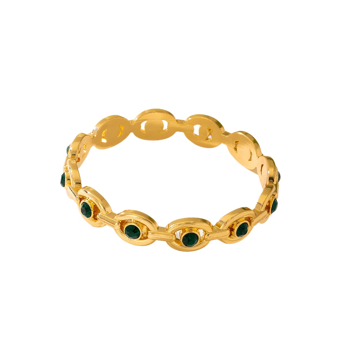 Planderful Vienna Verve Bracelet – Stylish Retro Metal Ring with Black Eye Gem