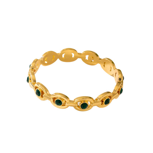 Planderful Vienna Verve Bracelet – Stylish Retro Metal Ring with Black Eye Gem