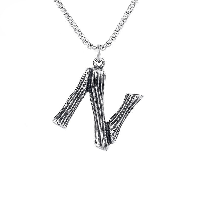 Stainless Steel Necklace – Minimalist 26 Letter Pendant