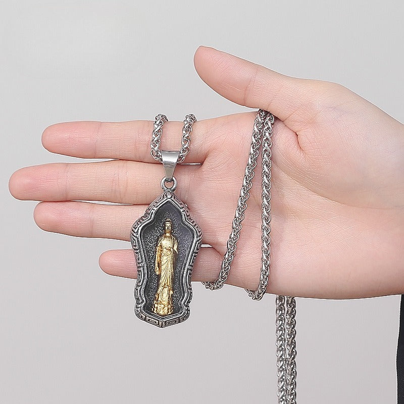 Steel Necklace – Elegant Buddha Pendant