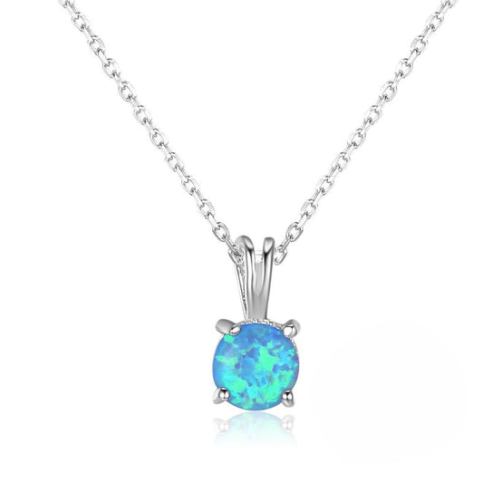 Planderful Jewelry Opal Necklace Sterling Silver