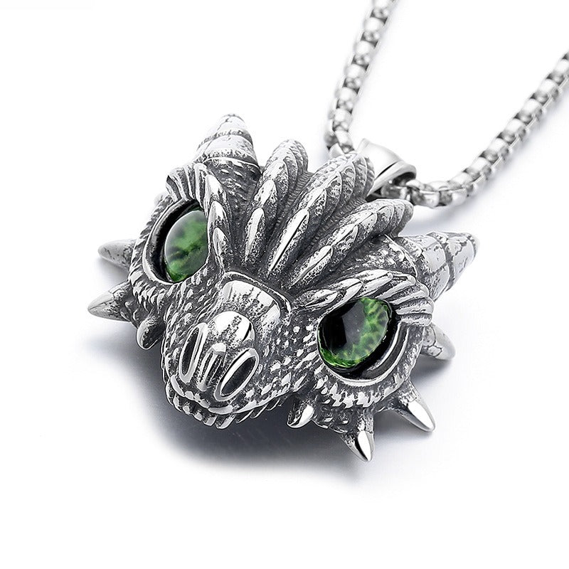 Steel Necklace - Minimalist Dragon Pendant