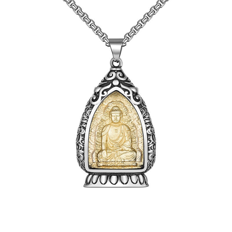 Steel Necklace – Vintage Men’s Natal Amulet With Eight Patron Saints Of The Zodiac