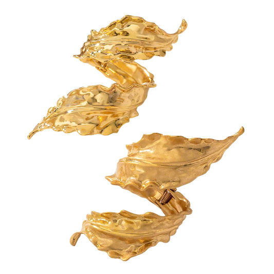 Planderful Vienna Verve Bracelet – Exaggerated Double-Layer Leaf Design