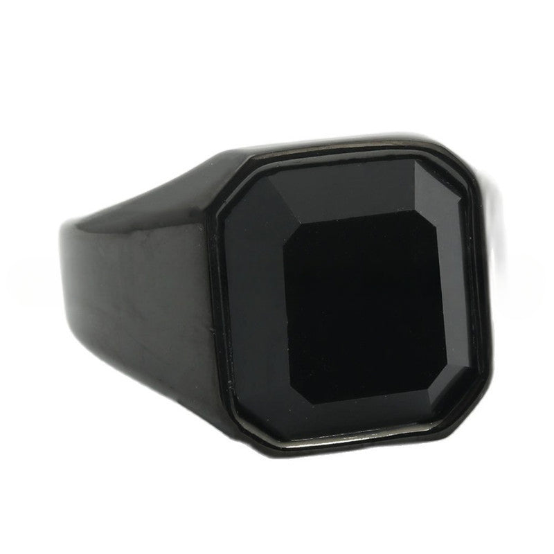 European And American Jewelry Titanium Steel Multi-Color Gemstone Ring