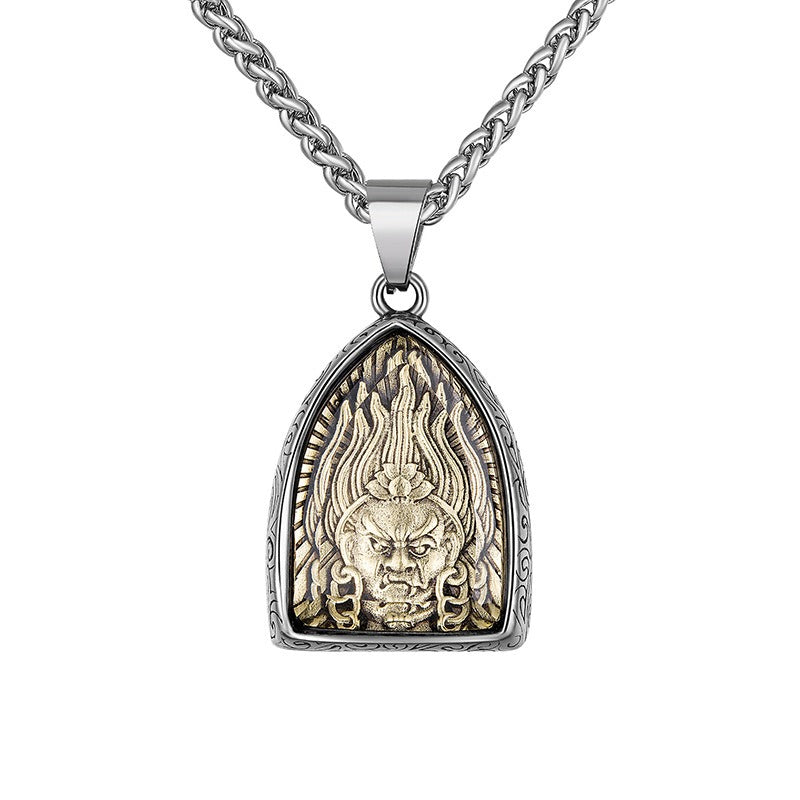 Steel Necklace – Vintage Eight Patron Saints Natal Amulet Zodiac Pendant For Boys