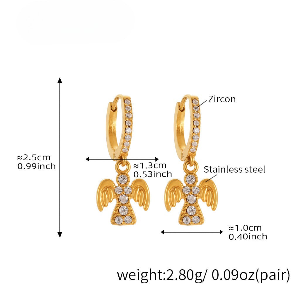 Planderful Zircon Angel Pendant Earrings For Women