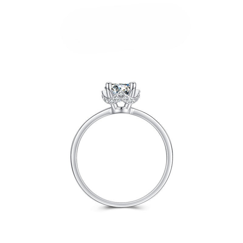 925 Sterling Silver Four-Prong Zircon Solitaire Ring