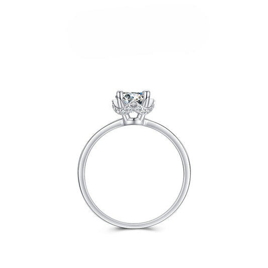 925 Sterling Silver Four-Prong Zircon Solitaire Ring