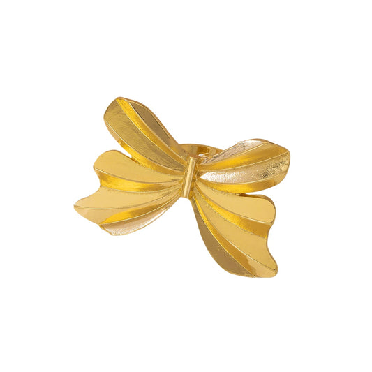 Fashionable Retro Metal Pleated Bow Ring by Planderful