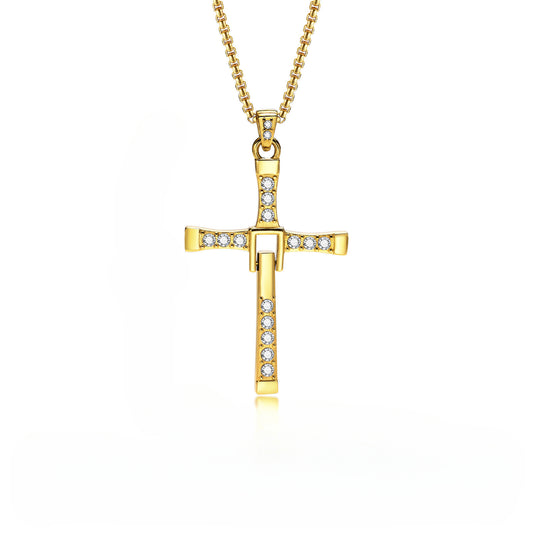 Cross-Border European And American Men's Jewelry Cross Pendant Necklace Zircon Hip-Hop Accessories For Men