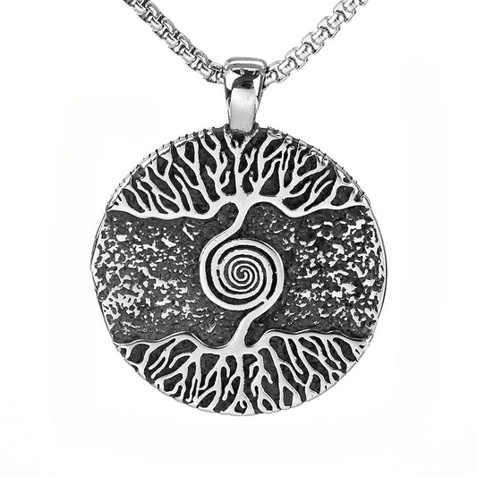 European And American Retro World Tree Titanium Steel Pendant Necklace
