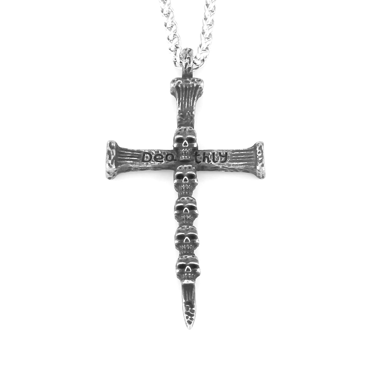 Planderful Skull Cross Pendant Necklace Titanium Stainless Steel For Hip Hop Fans Unisex Trendsetting