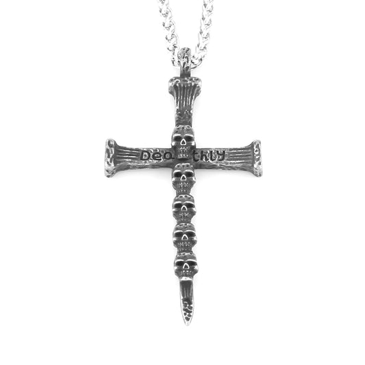 Planderful Skull Cross Pendant Necklace Titanium Stainless Steel For Hip Hop Fans Unisex Trendsetting