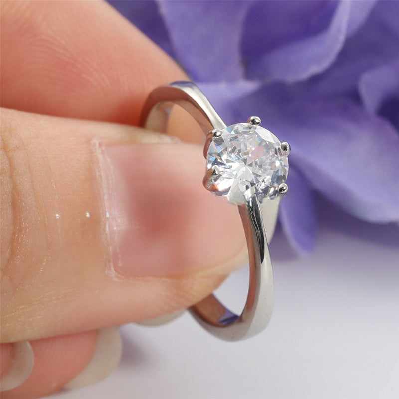 Titanium Steel White Gemstone Retro Ring for Trendy Girls - Stylish Wedding Accessory in Sizes 5-11