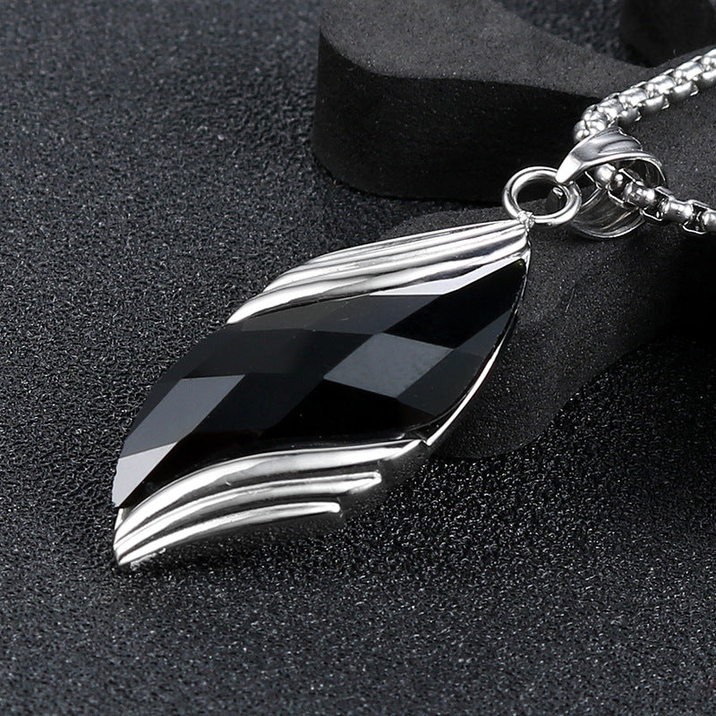Titanium Steel Retro Pendant for Men - European and American Fashion Sandstone Angel's Eye Design