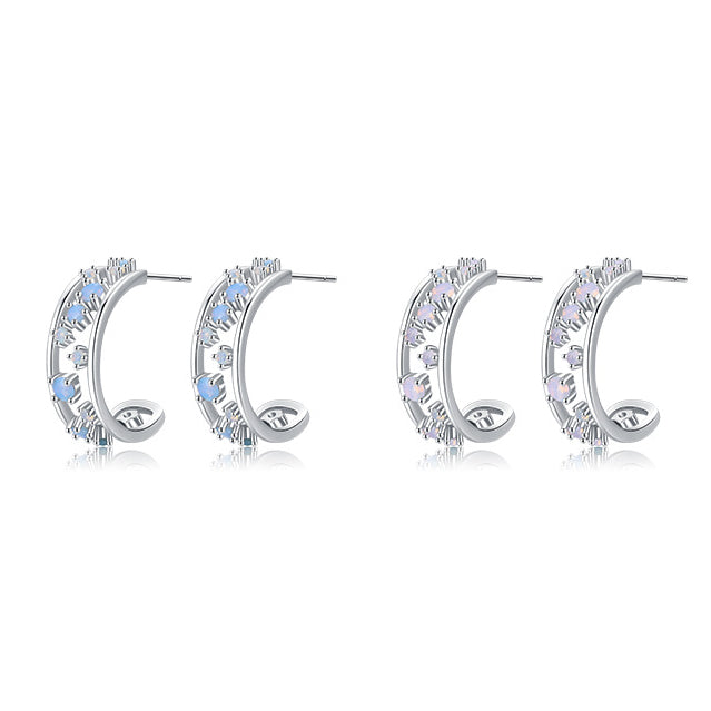 Luxury Opal Stud Earrings with Sterling Silver Embellishments