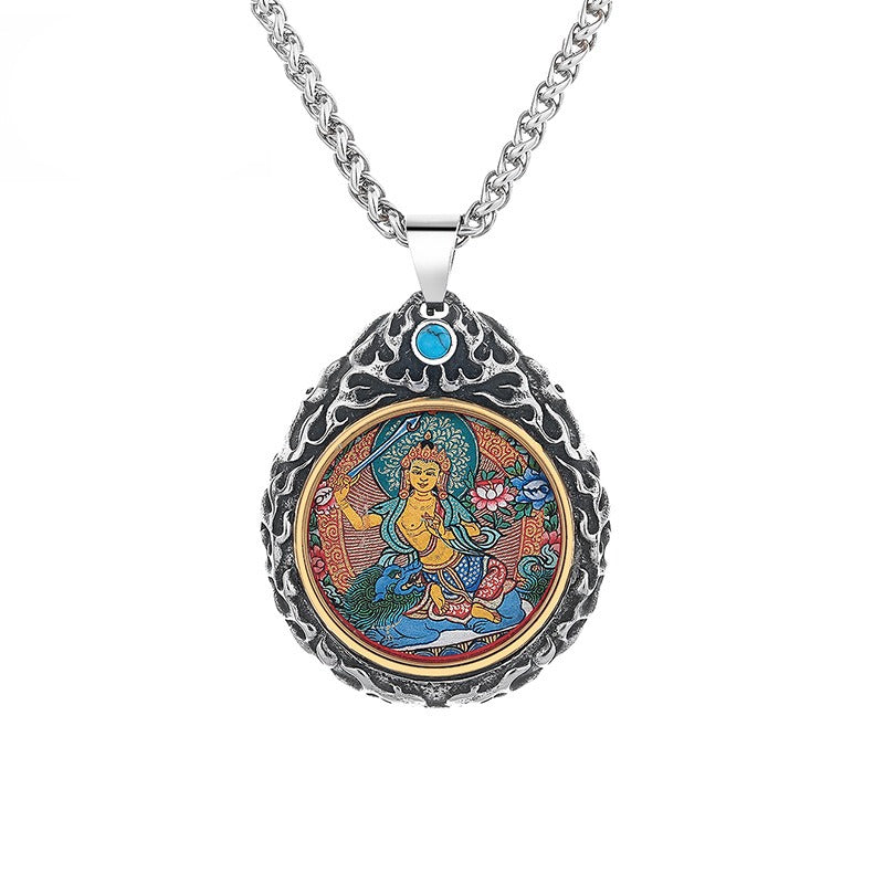 Steel Necklace – Statement Zodiac Buddha Pendant