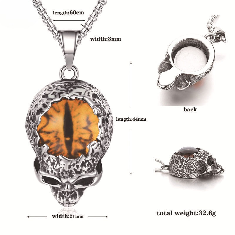 Steel Necklace – Vintage Viking Devil's Eye For Men