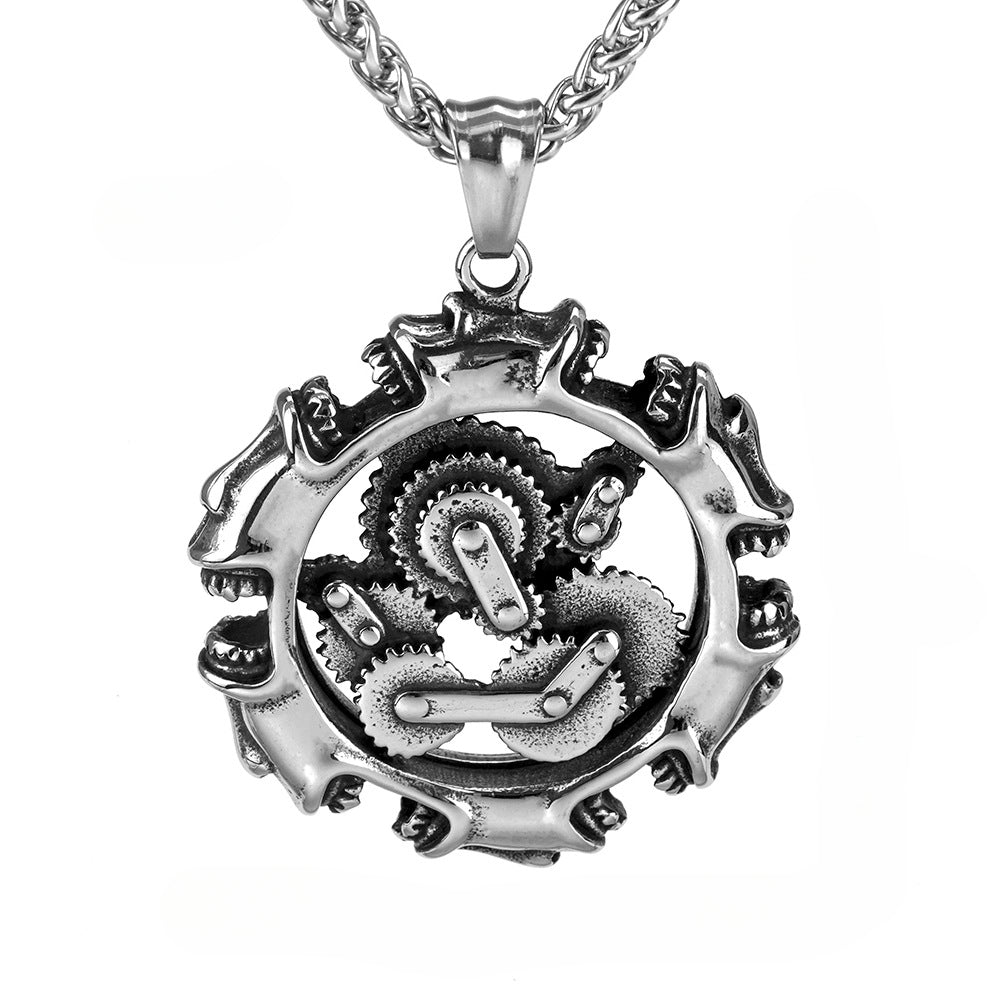 European And American Style Personalized Skull Gear Pendant