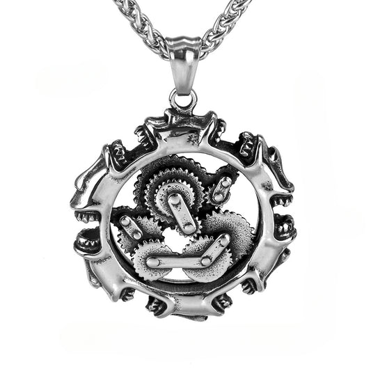 European And American Style Personalized Skull Gear Pendant
