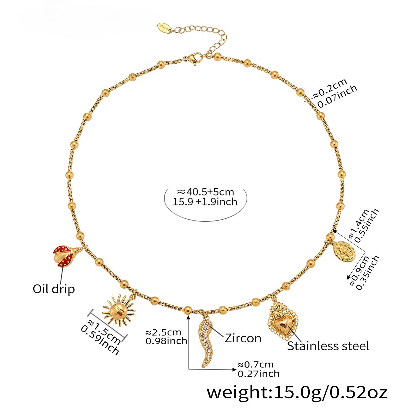 Planderful Gold Plated Pepper Crown Necklace Zircon Women